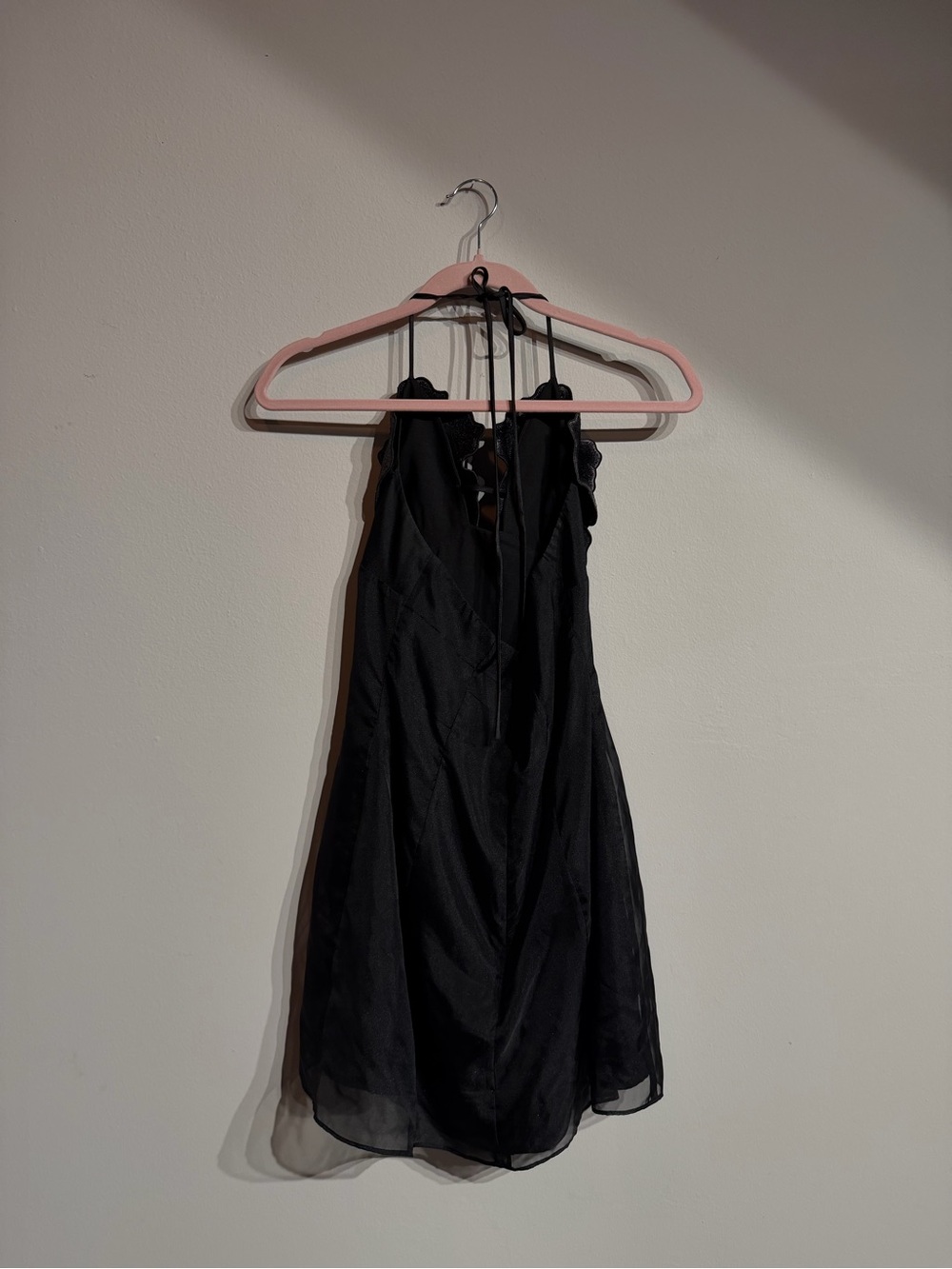 JW PEI Black Halter Mini Dress with 3D Floral Appliqué - Picture 4 of 5